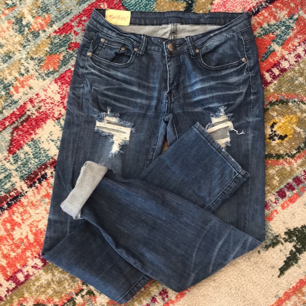 Machine straight leg denim pants